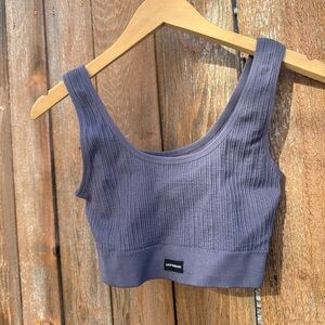 Lucky Brand Blue Purple Ribbed Crop Top Sports Bra Size 1X